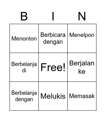 Me- Ber- verbs Bingo Card