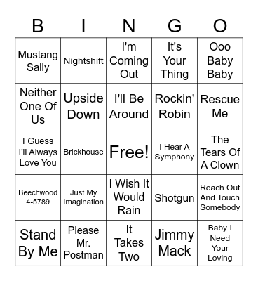 Motown #3 Bingo Card