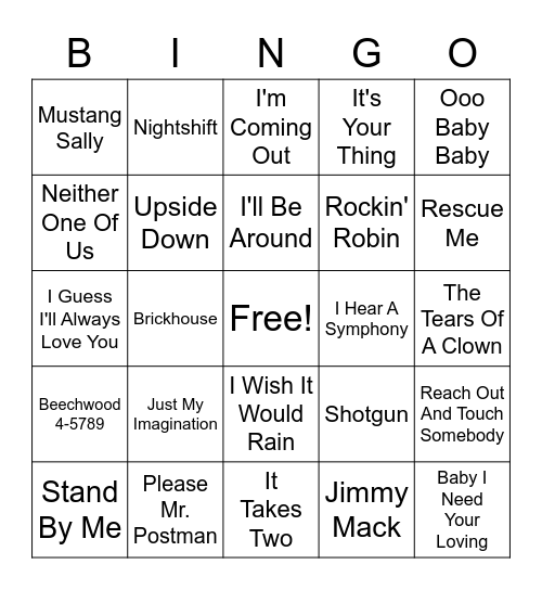 Motown #3 Bingo Card