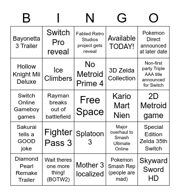2/17 Direct Bingo Card
