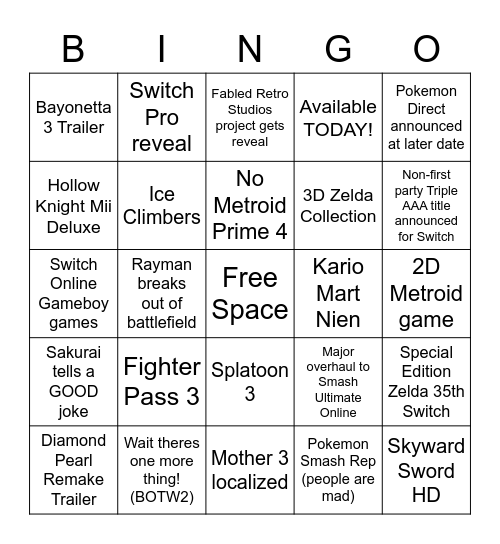 2/17 Direct Bingo Card