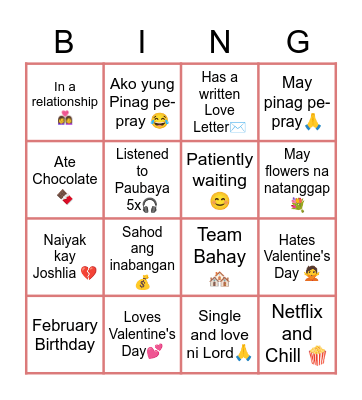 Valentine's Day Bingo Card