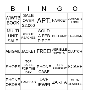 DVF Bingo Card