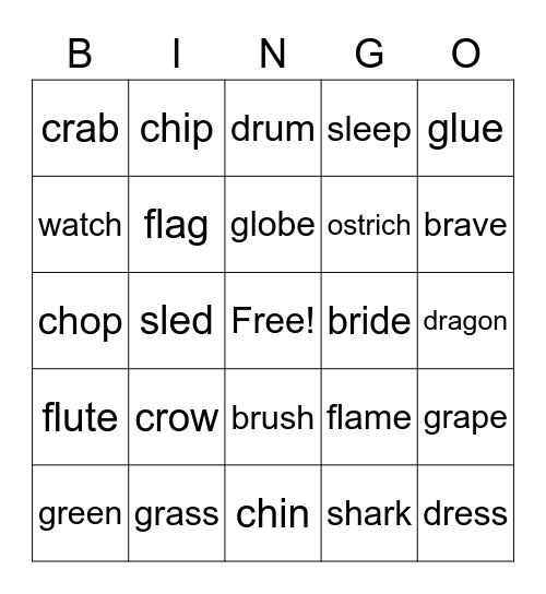 Phonics Monster 4 Units 1-3 Bingo Card
