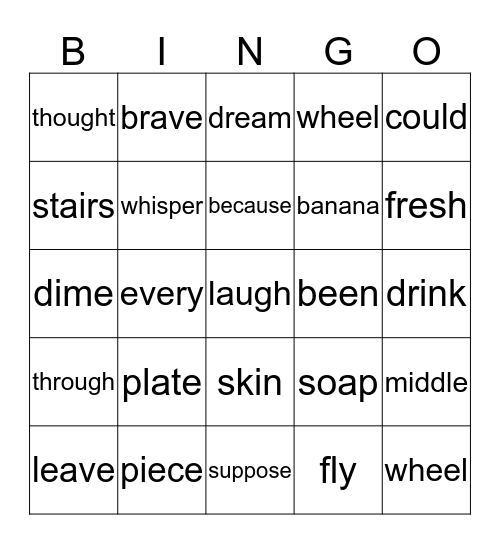 Many words Bingo Card