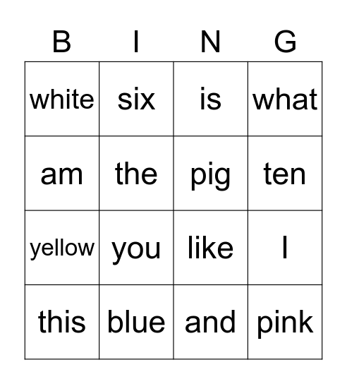 SS4U6L5 Bingo Card