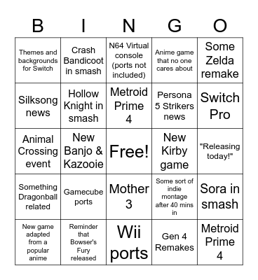 Direct (Stephen) Bingo Card