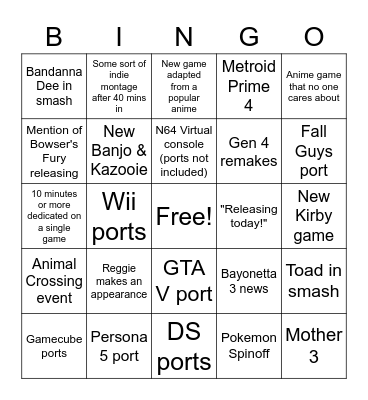Direct (Joel) Bingo Card