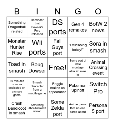 Direct (Spencer) Bingo Card