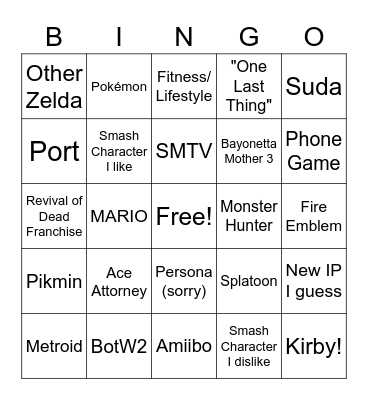 Ninty Direct Bingo Card