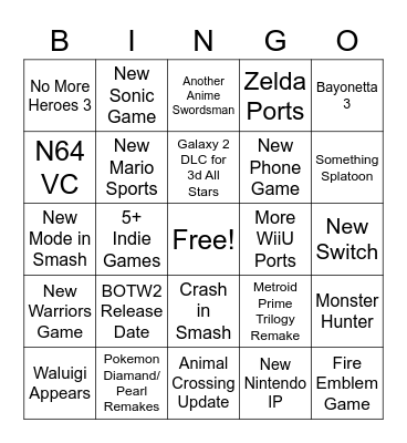 Nintendo Direct Bingo! Bingo Card