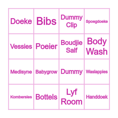 Tonike Se Ooievaarstee Bingo Card