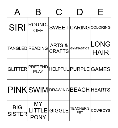 PRINCESS MAYA Bingo Card