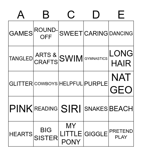 PRINCESS MAYA Bingo Card