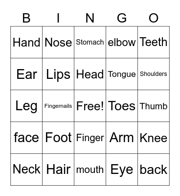 The BODY Bingo Card