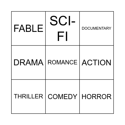 LITERATURE OR CINEMA Bingo Card