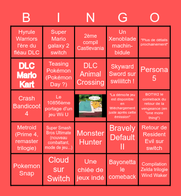 Nintendo Direct 17/02 Bingo Card