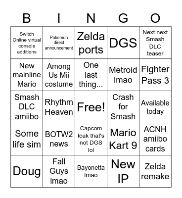 NINTENDO SWITCH HAS GAMES Bingo Card