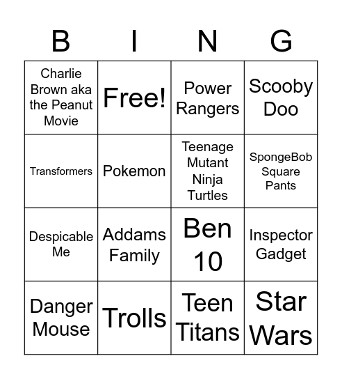 TV & Film Bingo Card