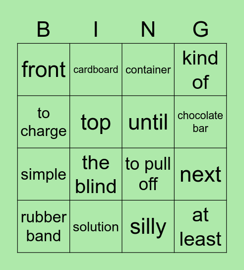 Unit 4 Bingo 2B Bingo Card