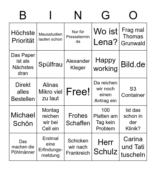 Donnerstagsbingo Card