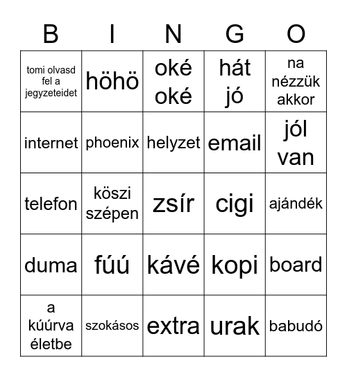 THE STRING FAMILY Bingo Card