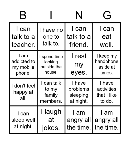 What are my habits? Bingo Card