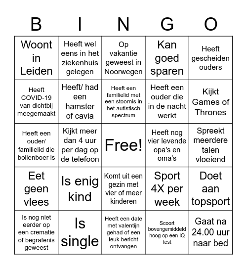 Pre-HBO Bingo Card