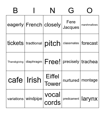 Unit 5 Lesson 11 Bingo Card
