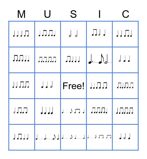 RHYTHM BINGO w/ Dotted Quarter Bingo Card