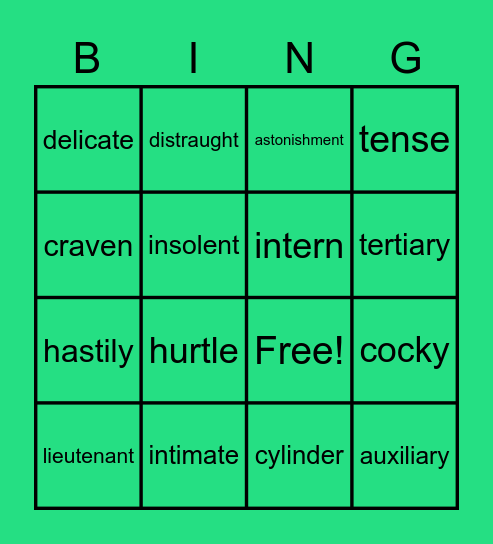 The Secret Life of Walter Mitty Bingo Card