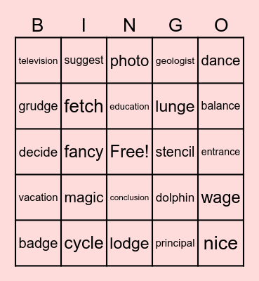 Wilson Book 7 Bingo Card