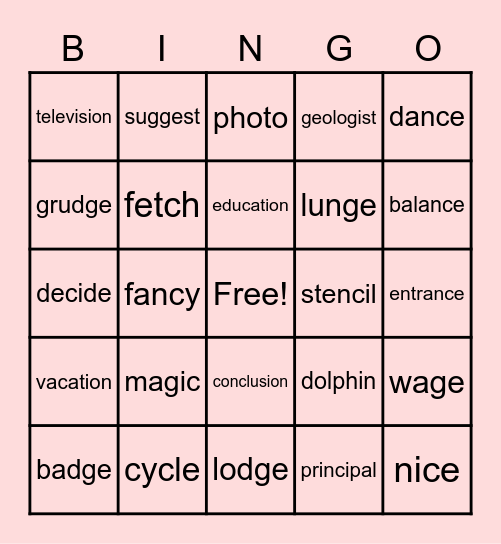 Wilson Book 7 Bingo Card