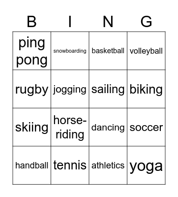 Find someone whose favorite sport is... Bingo Card