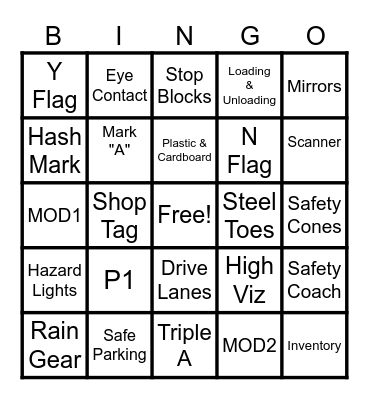 The Right Stuff Bingo Card