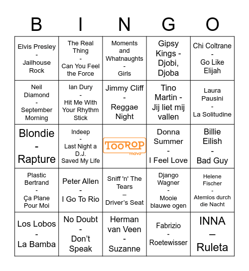 SilentMuziekBingo Card