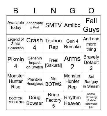 NENDO DECTO 2/17 Bingo Card