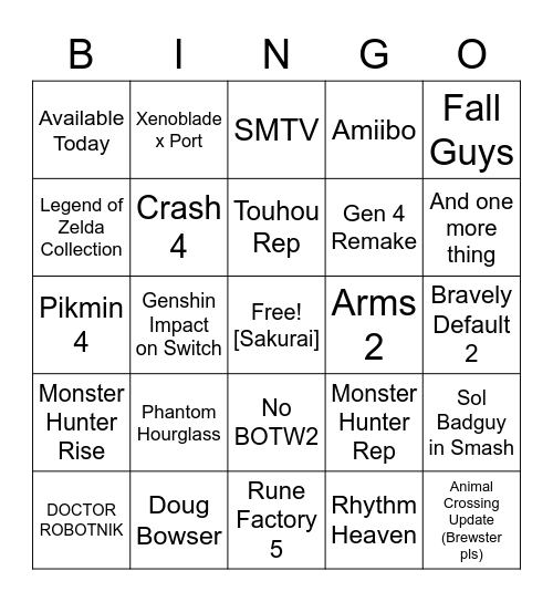 NENDO DECTO 2/17 Bingo Card