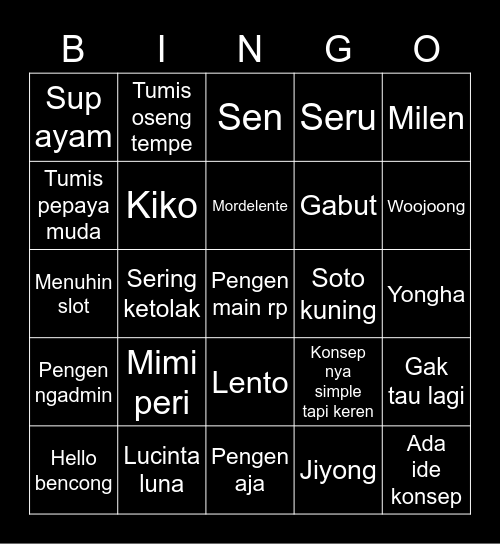 MITSUJI's Board Bingo Card