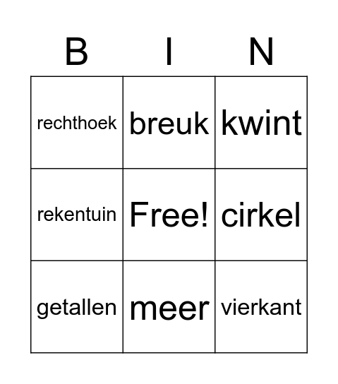 rekendag 2021 Holendrechtschool Bingo Card