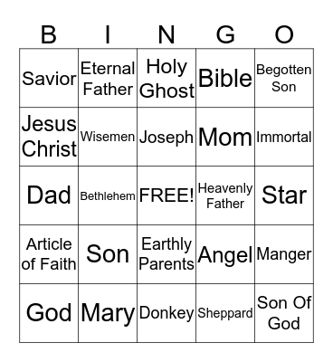 Only Begotten Son Bingo Card