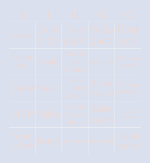 NAYEON Bingo Card