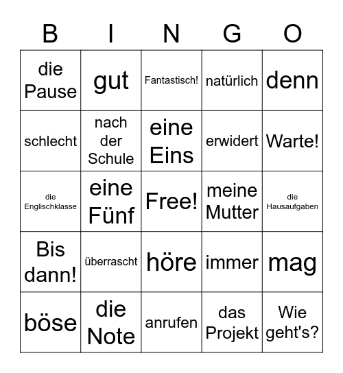 Neue Schule, Neue Freunde, K4 Bingo Card