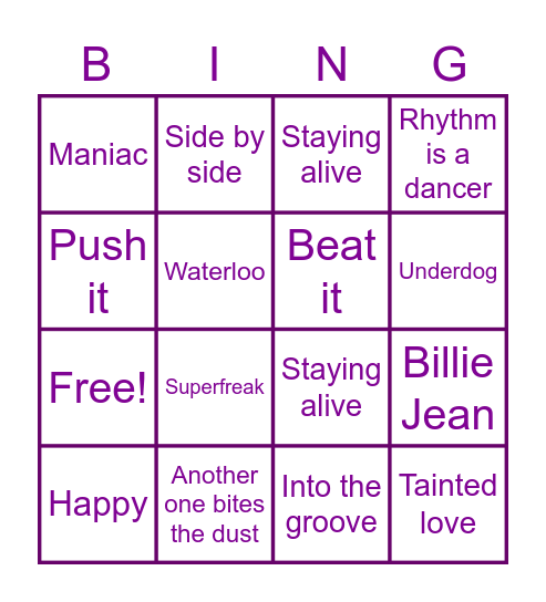 Disco Bingo Card