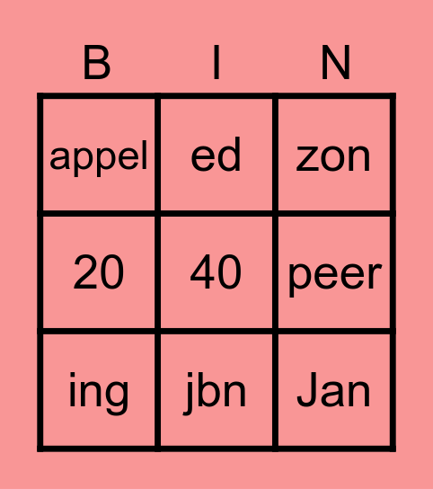 TV tunes bingo Card