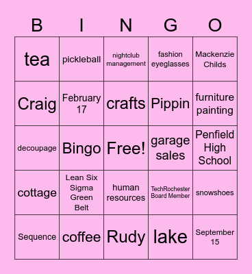 Fran's LDC Anniversary Bingo Card
