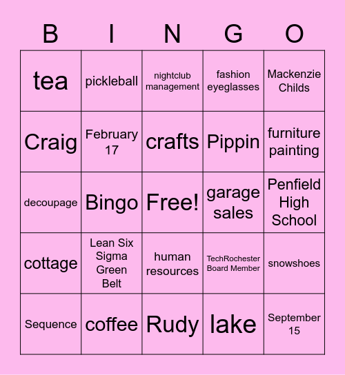 Fran's LDC Anniversary Bingo Card