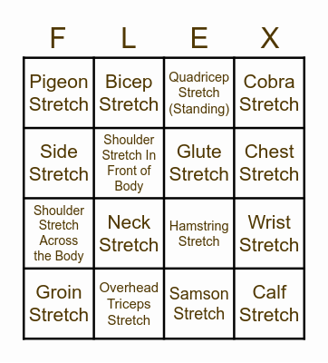 Flexibility Bingo Card