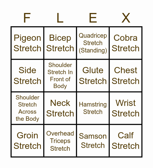 Flexibility Bingo Card
