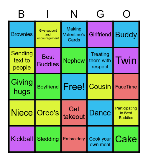 Best Buddies Likes and Loves! Bingo Card